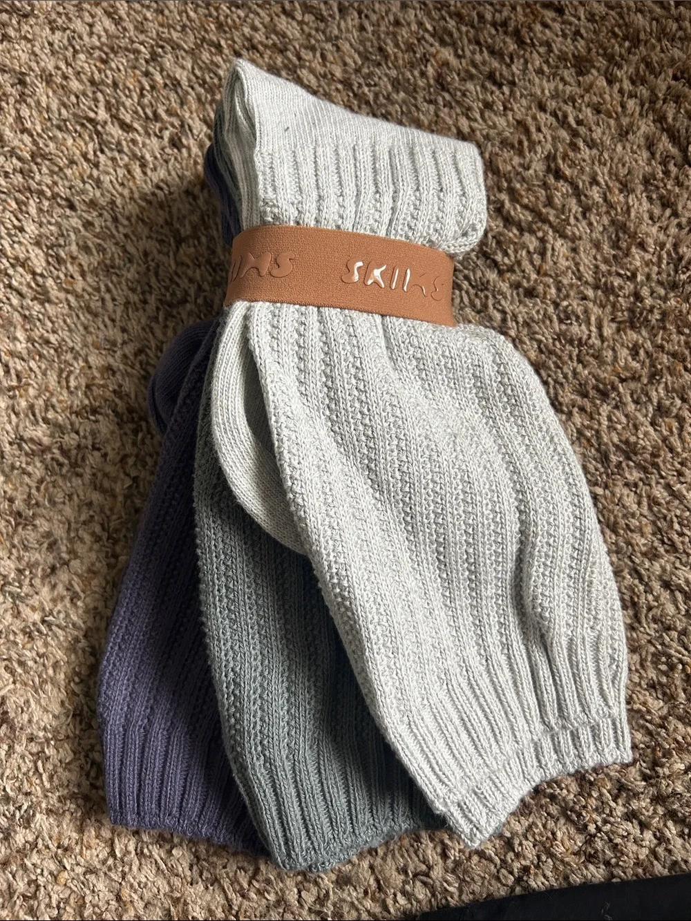 SKIMS Ribbed Sock Trio in Light Gray, Olive Green & Dusty Lavender
